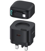 Resim Usams Us-cc211 Smf Serisi Pd35w 8 Pin + Type-c Çift Bağlantı Noktalı Gan Hızlı Şarj Cihazı, Birleşik Krallık Tak Siyah 