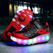 Resim Erkek Çocuklar İçin Kanatlı LED Işıklı Paten Ayakkabısı, Konforlu Çıkarılabilir Tekerlekli Kaykay Sneaker'lar, Gençler İçin Açık Hava Sporları 