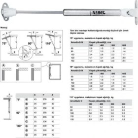 Resim Dolap Amortisörü Gazlı Piston Kapak Hidroliği (27 cm 100N) 4 Adet 