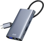 Resim DM CHB055 Type-C to HDMI VGA RJ45 Ethernet USB 3.0 Dönüştürücü Koyu Gri 