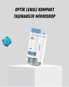 Resim BURCU MODA Taşınabilir Mini Mikroskop LED Işıklı 80X-200X Büyütmeli ve Odak Ayarlı 