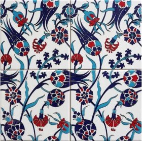 Resim Armada Çini 20x20 Cm SP 105 Lale Çiçek Desen Kütahya İznik Çini Karo 