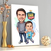 Resim En Yakın Arkadaşım Babam Karikatürlü Kanvas Tablo 