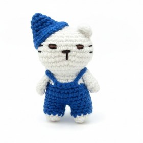 Resim perasse Mavi şapkalı kedicik amigurumi 7 cm 