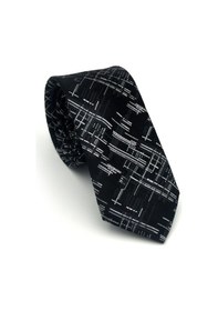 Resim Gaffy Beyaz Kırcıl Desenli Siyah Dokuma Kumaş Mendilli Slim Fit Kravat // Sdk-2611-1 Siyah 