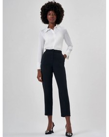 Resim Mizalle Keten Dokulu Fit Siyah Pantolon Siyah 