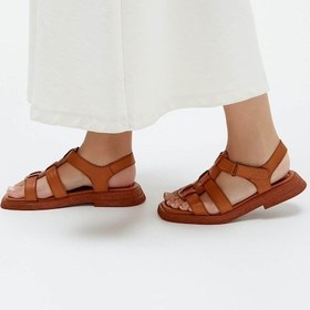 Resim Tamer Tanca Kadın Hakiki Deri Taba Düz Terlik 878 217 Bn Trlk Y23 Taba 