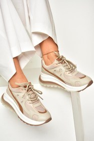 Resim Fox Shoes U973213809 Vizon Kalın Tabanlı Kadın Spor Ayakkabı Sneakers 