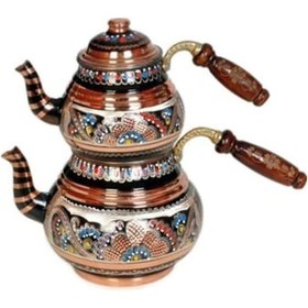 Resim Erzincan El Işlemeli Bakır Çaydanlık Küçük Boy 