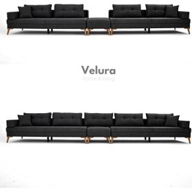 Resim Velura Home & Living Zeri Lobi Koltuğu & Şark Köşesi - Antrasit 110 
