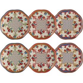 Resim LuckyArt Lucky Art Fiora Bone 27 cm 6'lı Tabak Seti 