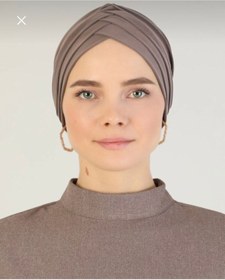 Resim Sahra Şal Dünyası Kadın Çapraz Üç Bantlı Dış Bone Hazır Türban Siyah 