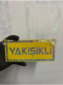 Resim Sarı Renk Üzeri Hologram Renk Yakışıklı Yazılı Vantuzlu Cam Süsü 