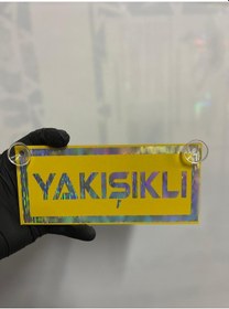 Resim Sarı Renk Üzeri Hologram Renk Yakışıklı Yazılı Vantuzlu Cam Süsü 