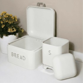 Resim Sarkap Home Krem Galvaniz 5,6 L Bread Küçük Boy Ekmeklik - 200x140mm & 2 L Storage Kutu - 115x150mm Set 