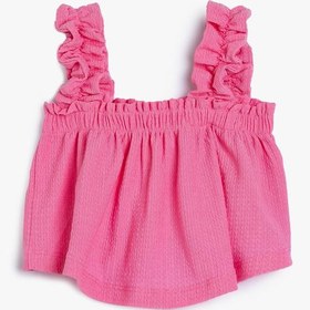 Resim Kız Bebek Crop Atlet Askılı Fırfır Detaylı Kare Yaka 