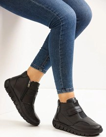 Resim Fabbi-z-3609 Kadın Hakiki Deri Kemik Çıkıntılı Comfort Bot Siyah Siyah 