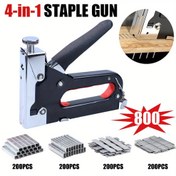 Resim 10.16cm-1 STAPLE GUN 4-in-1 Ağır Hizmet Çok Fonksiyonlu Manuel Çivi Seti 800 Çivi ile, 4 Çeşit Çivinin Ayarlanabilir Gücü, DIY Ev Dekoru, İç Dekor, Endüstriyel Kullanımlar için 