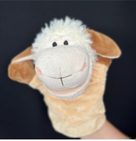 Resim Kuzu El Kuklası Hareketli Ağızlı El Kuklaları Beyaz 