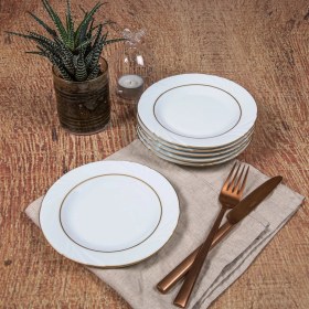 Resim GÜRAL PORSELEN Soprano 6 Adet 16 cm Tatlı Tabağı Mat Altın Yaldız 23 