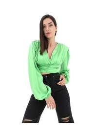 Resim Wpr Beli Drapeli Balon Kol Bluz - Yeşil 