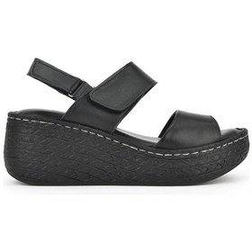 Resim Ziya Kadın Hakiki Deri Dolgu Topuk Sandalet 1511032z7706 Siyah 1511032z7706 000 36 