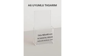 Resim A6 Broşür Standı Şeffaf Pleksi Akrilik Taymar Marka C110 Belgeli Broşürlük 