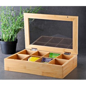 Resim 8 Bölmeli Bambu Poşet Çay Kutusu 20X30CM Bambu Organizer Kutu Takı Aksesuar Kutusu 