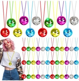 Resim 70'ler 80'ler Ve 90'lar Temalı Disko Topu Kolye Seti 6 Adet Çok renkli 