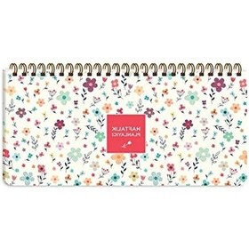 Resim Krem Çiçek Desenli 13x27 Haftalık Spiralli Planner Açık Gri 