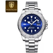 Resim Poedagar Lüks Erkek Kol Saati Işıklı Su Geçirmez Tarih Erkek Saati Paslanmaz Çelik Erkek Quartz Saatler Günlük Erkek Saati Gümüş - Mavi 