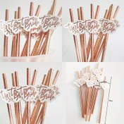 Resim 10 Adet Altın Varaklı "Team Bride" Pipetleri, 2.4cm Çap, Bebek Partileri İçin Kağıt Pipetler, Bekarlığa Veda Partisi Dekoru, Evlilik Partisi Malzemeleri, Şenlikli Parti Aksesuarları, Tüy Yok, Ev Mutfak Kullanımı 