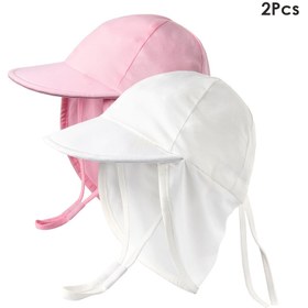 Resim 2 Adet CAMPTRACE Nefes Alan Polyester Bebek Güneş Şapkaları, Ayarlanabilir Çizgi Film Temalı Açık Hava Plaj Şapkaları Erkek ve Kız Çocukları İçin, Elde Yıkanabilir, Bahar/Yaz Seyahat ve Yüzme Şapkaları 