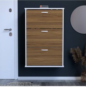 Resim Modilayn Varbi Asma Antre 72x115x256 Cm Lik 3 Düşer Kapak 6 Göz Bölmeli Ayakkabılık Beyaz Ceviz 