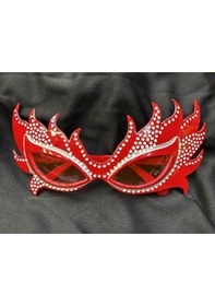 Resim Taşlı Kırmızı Alev Parti Gözlüğü 