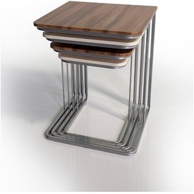 Resim Metalik Vegas Zigon Sehpa - Veys Sehpa-Ceviz Krem 