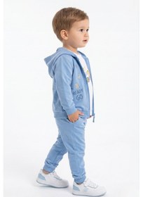 Resim Toontoy Kids Toontoy Erkek Çocuk 3'lü Eşofman Takımı Uzun Kollu Bisiklet Yaka Nakışlı T-shirt - Kapüşonlu Fermuarlı Hırka- Beli Paçası Lastikli Eşofman Altı 25044 Mavi 