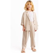 Resim Unisex Keten Blazer Ceket Natürel Naturel 