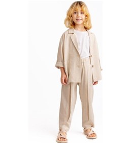 Resim Unisex Keten Blazer Ceket Natürel Naturel 