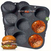 Resim 4A/10.16cm/4.0in Silikon Hamburger Börek Kalıbı, Evde Yapılan Hamburger Börekleri İçin 6 Kupa Büyük Fırın Tavası, Bulaşık Makinesinde Yıkanabilir 