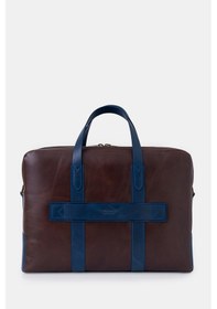 Resim Benedict Hakiki Deri Erkek 15,6" İki Bölmeli Dizüstü Bilgisayar Çantası Lacivert 