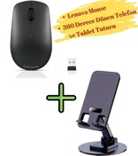 Resim LENOVO 400 Wireless Kablosuz Mouse Siyah GY50R91293 360 Derece Döner Tablet ve Telefon Tutucu 