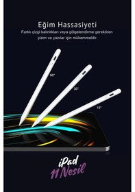 Resim Apple Uyumlu iPad Pencil 2025 M3 11 Nesil 11 İnç Avuçiçi Red Eğim Özellikli Bluetoothlu Dokunmatik Kalem Beyaz 