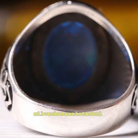 Resim Copy of 925 Sterling Eagle Sapphire and Onyx Stone Mens Ring - US: 6.75 / 54 mm / Turk: 14 