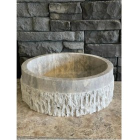 Resim Silver Traverten Taş Dekoratif Patlatma Modeli Lavabo 