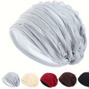 Resim Kadınlar için Polyester Örgü Turban Şapka - Esnek Müslüman Baş Örtüsü, Saç Bakım Uyku Kapağı, Tüysüz Turban Baş Giysisi 
