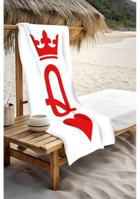 Resim Dijital Baskı Plaj Deniz Havlusu Queen Desenli Peştamal Hvl0099 Renkli 