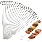 Resim Yeniden Kullanılabilir Barbekü Paslanmaz Çelik Şiş 20 Adet 7.87/20 Cm Gıda Sınıfı Kebaplar B 