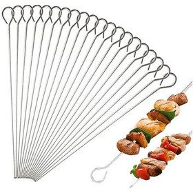 Resim Yeniden Kullanılabilir Barbekü Paslanmaz Çelik Şiş 20 Adet 7.87/20 Cm Gıda Sınıfı Kebaplar B 