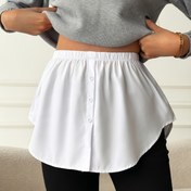 Resim Artı Boyutlu A-Line Kısa Etek Düğme Detayı ile - Rahat, Düz Renk, Flared Hem, Tüm Mevsim Giyim, Normal Beden, Her Gün Etek|Flared Hemline|Rahat Stil 